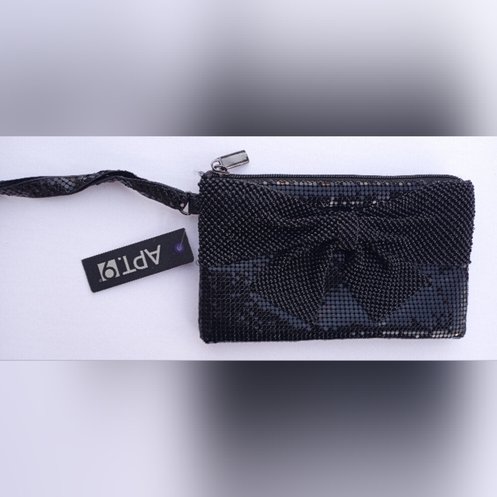 NEW Apt. 9 Black Metal Design 7.5" x 4.5" Clutch Retail $38